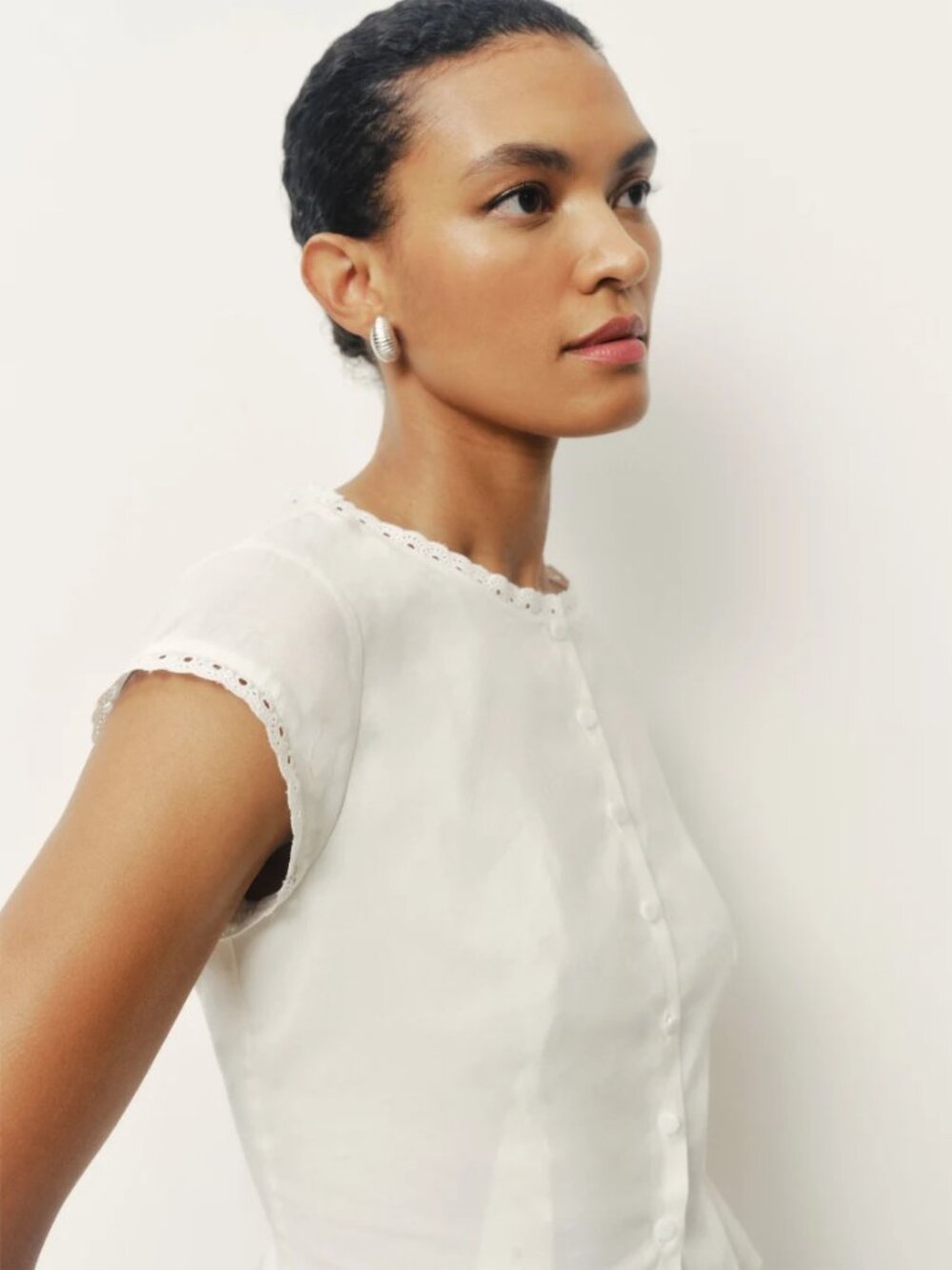 NWOT Reformation Valetta Two Piece in White Top Mini Skirt Cotton Size 8 - Picture 6 of 6